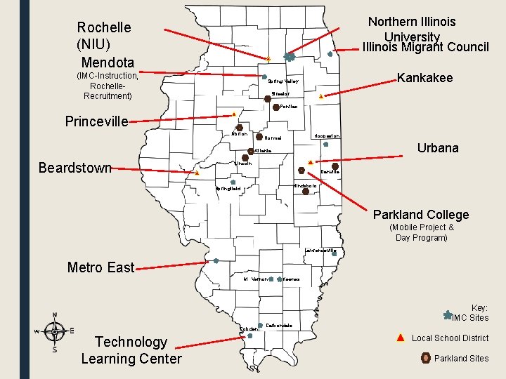 Northern Illinois University Illinois Migrant Council Rochelle (NIU) Mendota (IMC-Instruction, Rochelle. Recruitment) Kankakee Spring