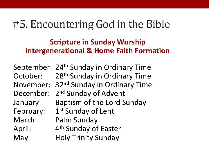 #5. Encountering God in the Bible Scripture in Sunday Worship Intergenerational & Home Faith