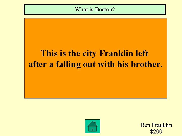 What is Boston? This is the city Franklin left after a falling out with