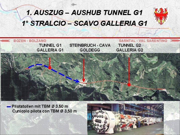 1. AUSZUG – AUSHUB TUNNEL G 1 1° STRALCIO – SCAVO GALLERIA G 1