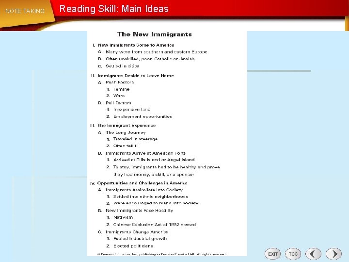 NOTE TAKING Reading Skill: Main Ideas 