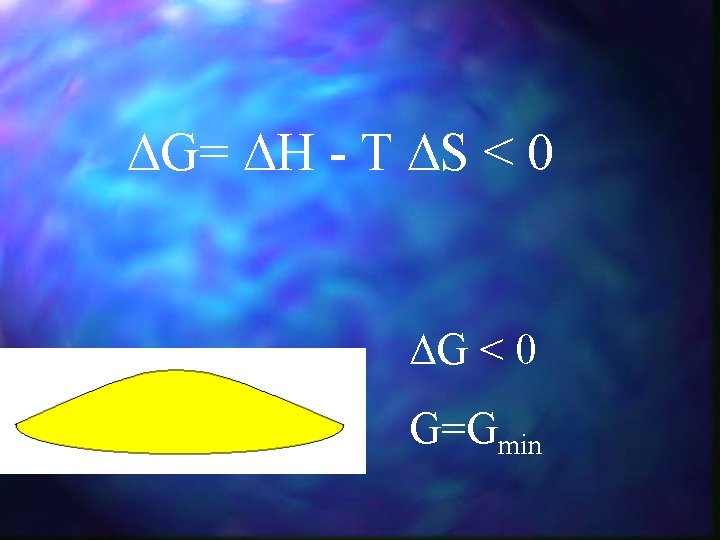 G= H - T S < 0 G < 0 G=Gmin G= H - T S < 0 G < 0 G=Gmin