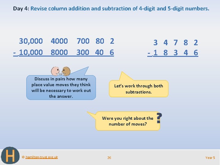 Day 4: Revise column addition and subtraction of 4 -digit and 5 -digit numbers.