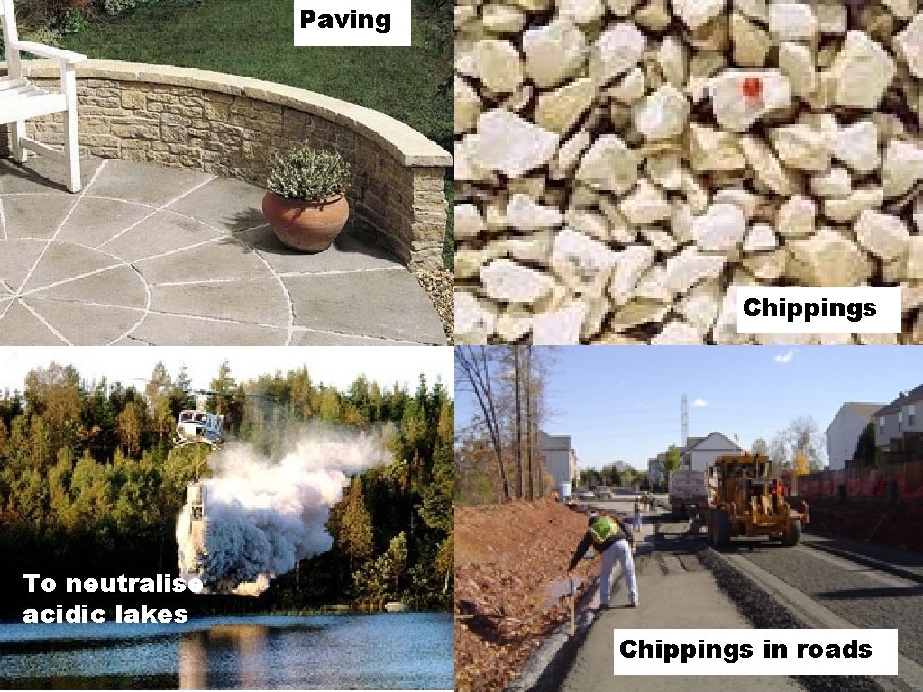 Paving Chippings To neutralise acidic lakes Chippings in roads 