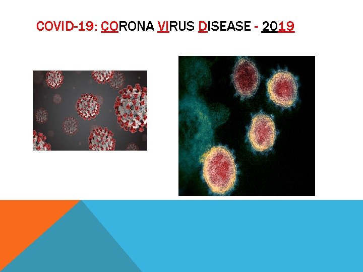 COVID-19: CORONA VIRUS DISEASE - 2019 