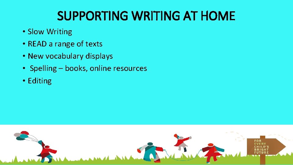 SUPPORTING WRITING AT HOME • Slow Writing • READ a range of texts •