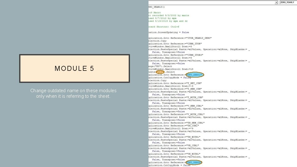 MODULE 5 Change outdated name on these modules only when it is referring to