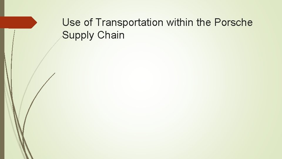 Use of Transportation within the Porsche Supply Chain 