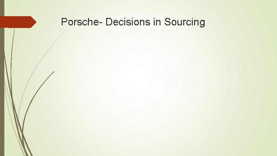 Porsche- Decisions in Sourcing 