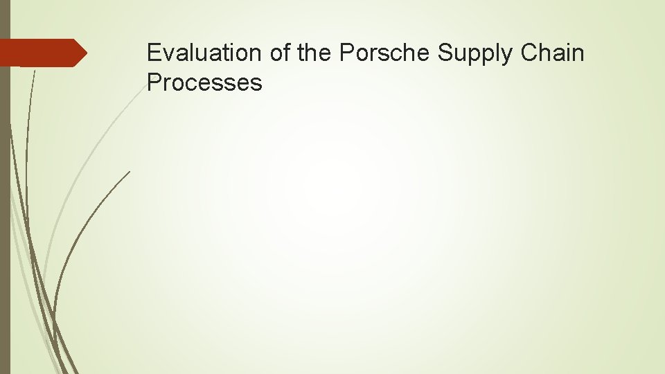 Evaluation of the Porsche Supply Chain Processes 