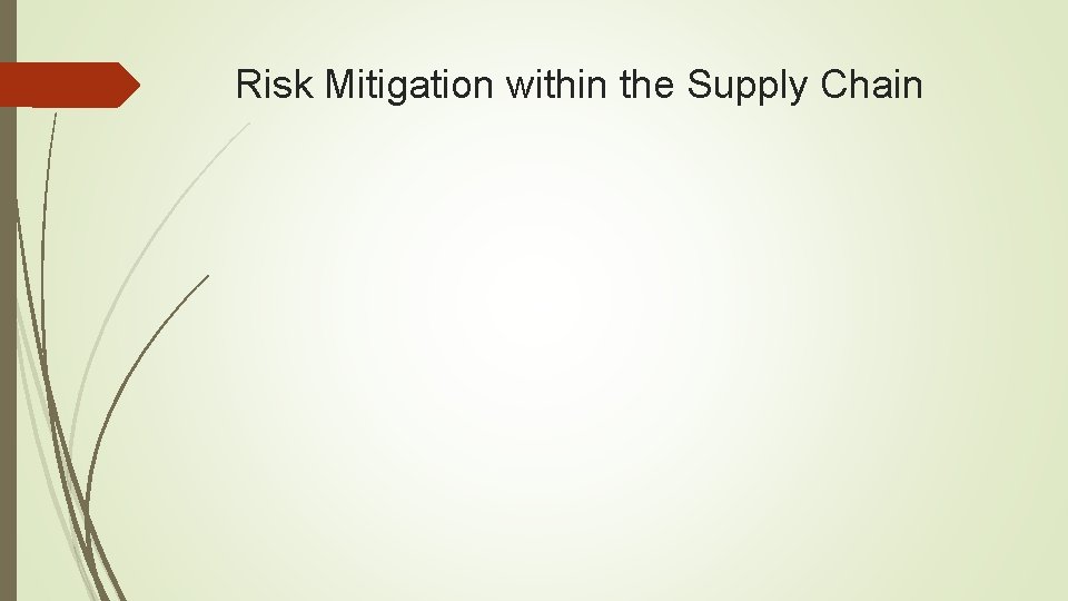 Risk Mitigation within the Supply Chain 