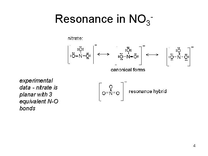 Resonance in NO 3 - experimental data - nitrate is planar with 3 equivalent