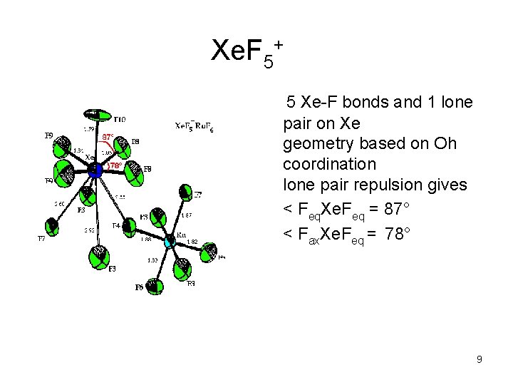 Xe. F 5+ 5 Xe-F bonds and 1 lone pair on Xe geometry based