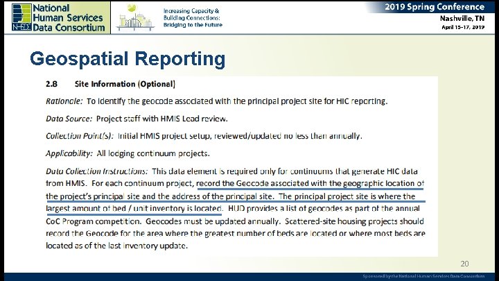 Geospatial Reporting 20 