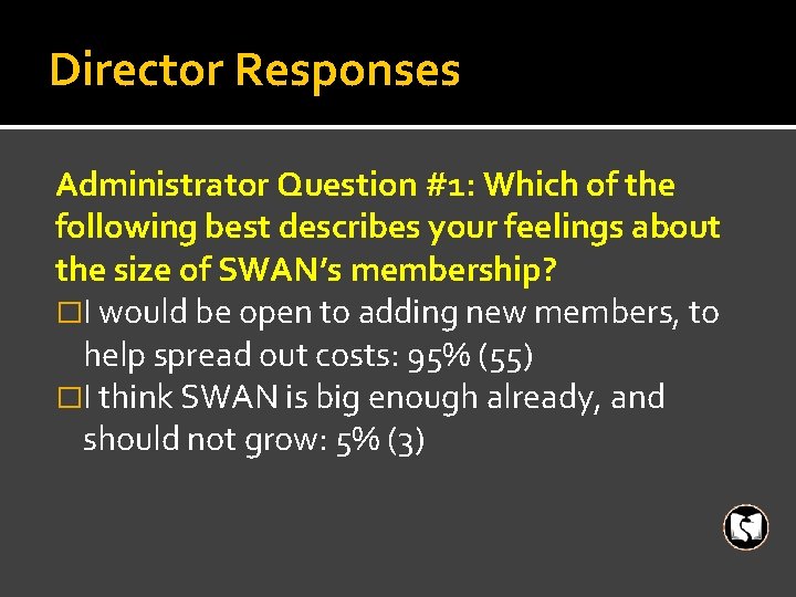 Director Responses Administrator Question #1: Which of the following best describes your feelings about