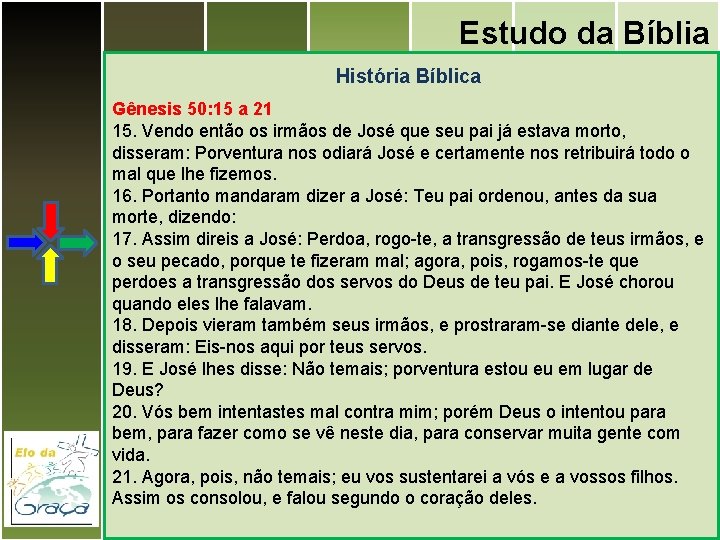 Estudo da Bíblia História Bíblica Gênesis 50: 15 a 21 15. Vendo então os