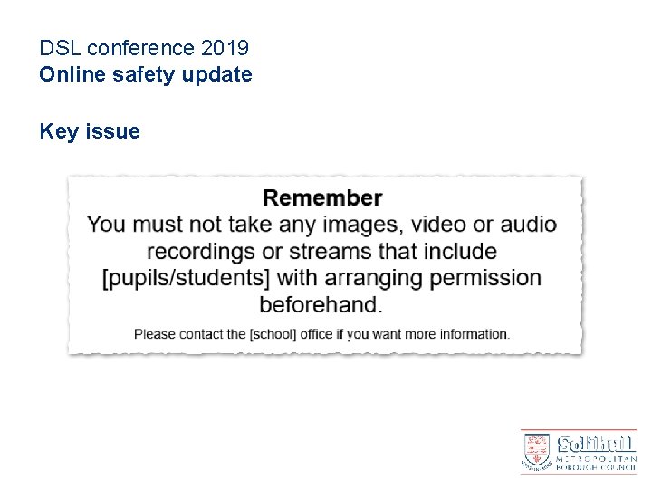 DSL conference 2019 Online safety update Key issue 