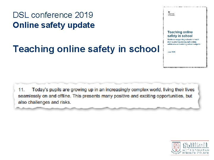 DSL conference 2019 Online safety update Teaching online safety in school 