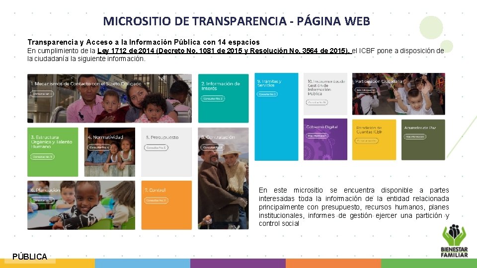 MICROSITIO DE TRANSPARENCIA - PÁGINA WEB Transparencia y Acceso a la Información Pública con
