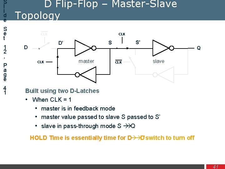 S l i d e D Flip-Flop – Master-Slave Topology S e t 1