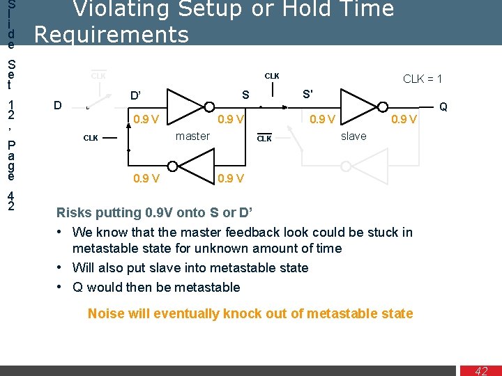 S l i d e Violating Setup or Hold Time Requirements S e t