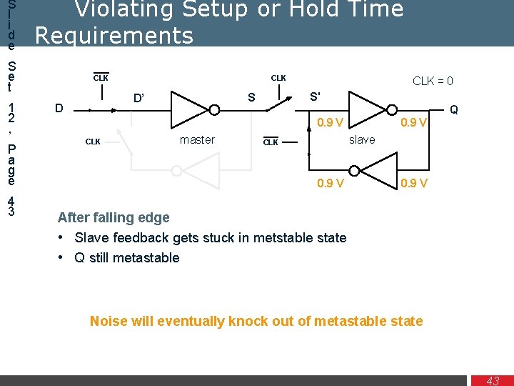 S l i d e Violating Setup or Hold Time Requirements S e t