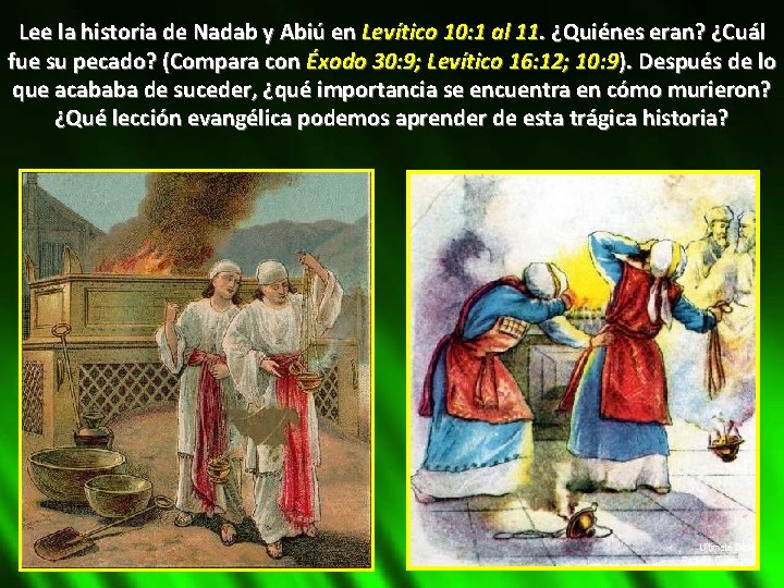 Lee la historia de Nadab y Abiú en Levítico 10: 1 al 11. ¿Quiénes