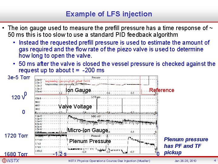 Example of LFS injection • The ion gauge used to measure the prefill pressure