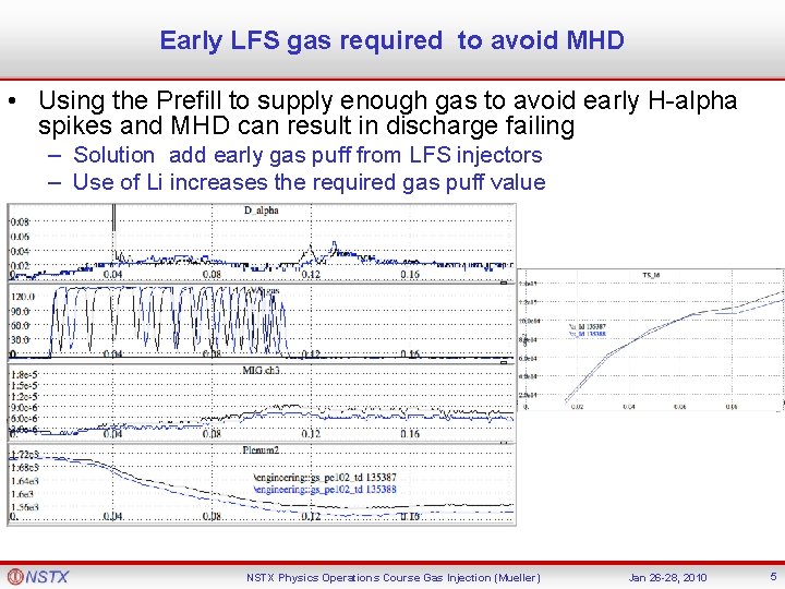 Early LFS gas required to avoid MHD • Using the Prefill to supply enough