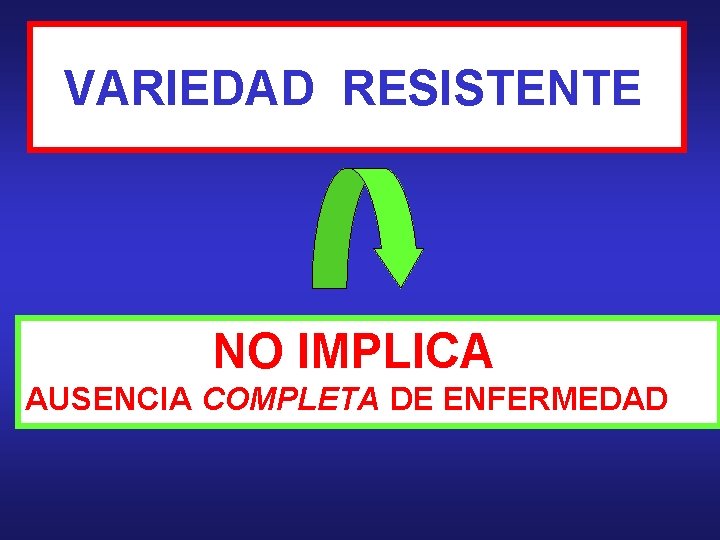 VARIEDAD RESISTENTE NO IMPLICA AUSENCIA COMPLETA DE ENFERMEDAD 