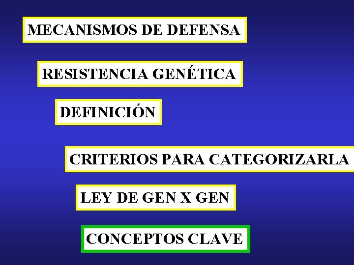 MECANISMOS DE DEFENSA RESISTENCIA GENÉTICA DEFINICIÓN CRITERIOS PARA CATEGORIZARLA LEY DE GEN X GEN