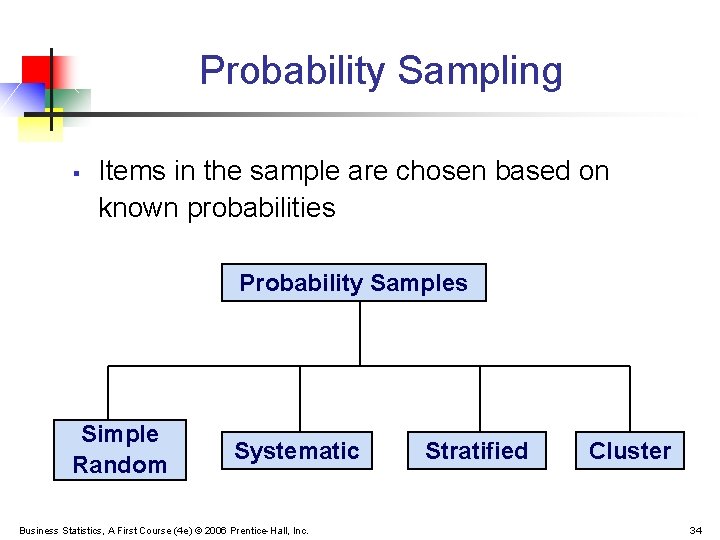 Probability Sampling § Items in the sample are chosen based on known probabilities Probability
