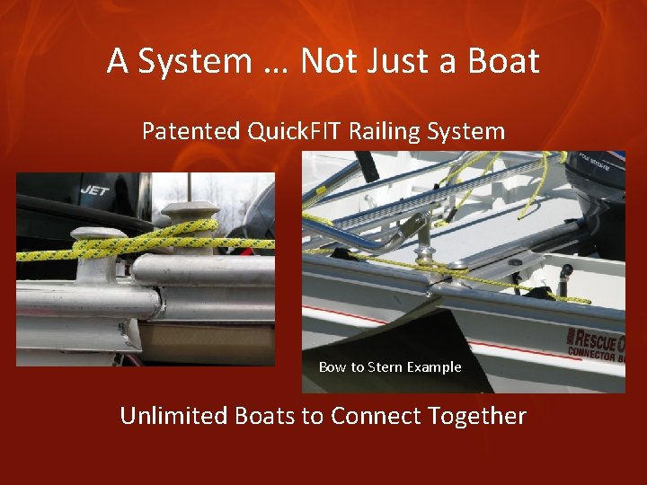 A System … Not Just a Boat Patented Quick. FIT Railing System Bow to