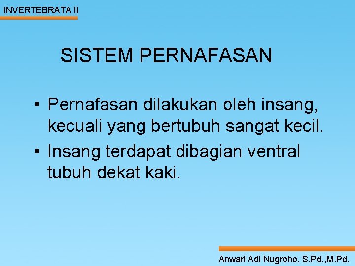INVERTEBRATA II SISTEM PERNAFASAN ____ Click__to____ edit Master _____ text styles ______ _____ _____
