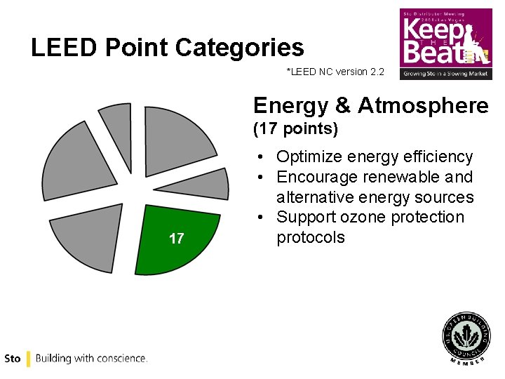 LEED Point Categories *LEED NC version 2. 2 Energy & Atmosphere (17 points) 17