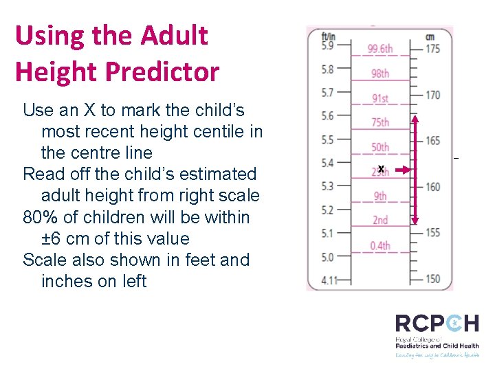 Using the Adult Height Predictor Use an X to mark the child’s most recent