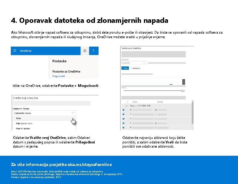 4. Oporavak datoteka od zlonamjernih napada Ako Microsoft otkrije napad softvera za otkupninu, dobit