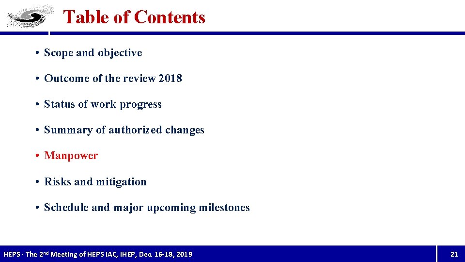 Table of Contents • Scope and objective • Outcome of the review 2018 •