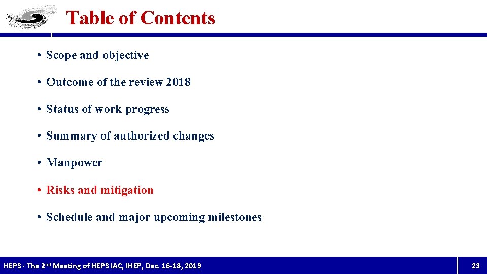 Table of Contents • Scope and objective • Outcome of the review 2018 •