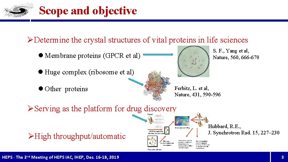 Scope and objective ØDetermine the crystal structures of vital proteins in life sciences S.