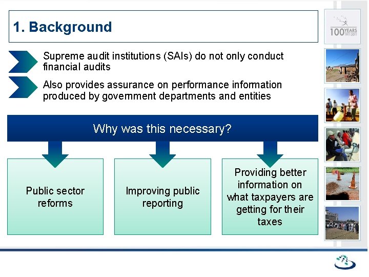 1. Background Supreme audit institutions (SAIs) do not only conduct financial audits Also provides