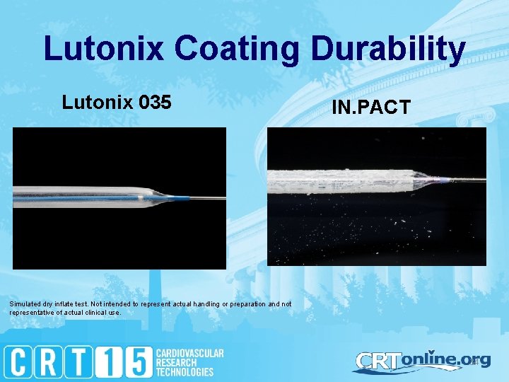 Lutonix Coating Durability Lutonix 035 IN. PACT Simulated dry inflate test. Not intended to