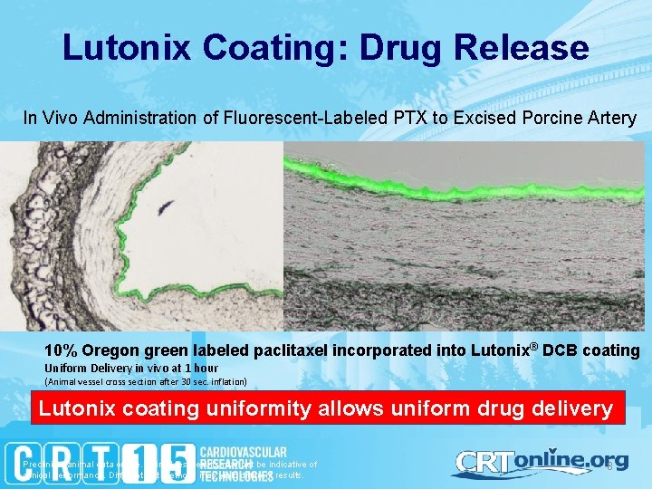 Lutonix Coating: Drug Release In Vivo Administration of Fluorescent-Labeled PTX to Excised Porcine Artery