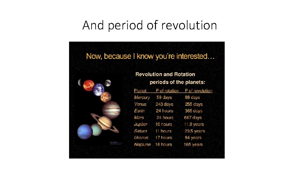 And period of revolution 