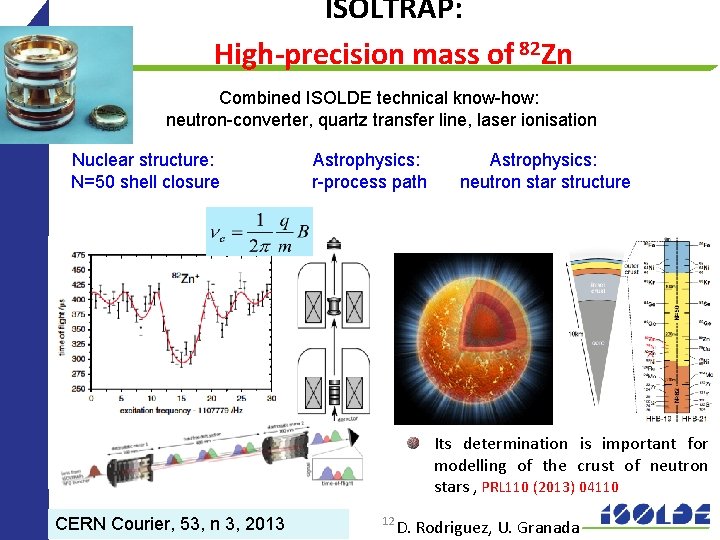 ISOLTRAP: High-precision mass of 82 Zn Combined ISOLDE technical know-how: neutron-converter, quartz transfer line,