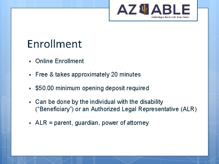 Enrollment § Online Enrollment § Free & takes approximately 20 minutes § $50. 00