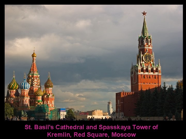 St. Basil's Cathedral and Spasskaya Tower of Kremlin, Red Square, Moscow 