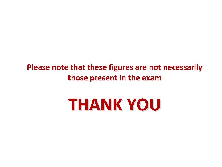 Please note that these figures are not necessarily those present in the exam THANK