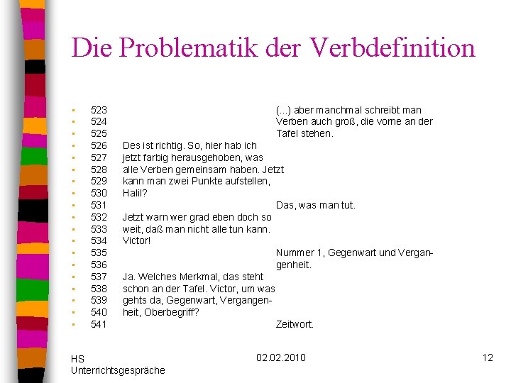 Die Problematik der Verbdefinition • • • • • 523 524 525 526 527