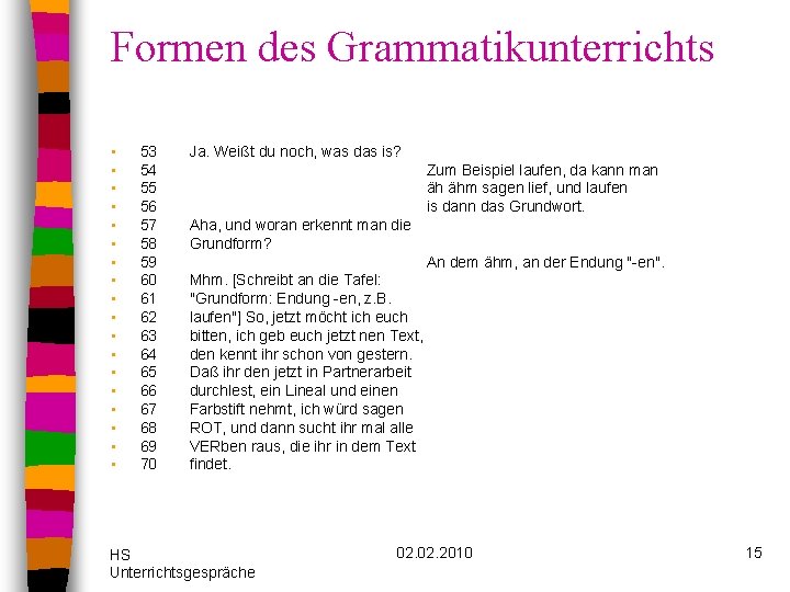 Formen des Grammatikunterrichts • • • • • 53 54 55 56 57 58